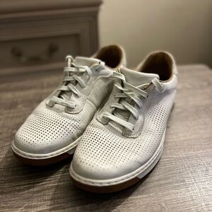 Johnston & Murphy White Perforated Sheepskin Sneakers